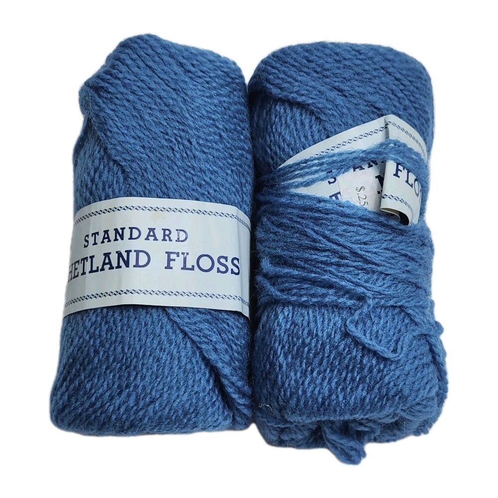 Vintage Standard Shetland Floss Wool Yarn Lot 2 Skeins 344 Dusty Blue Lot 61002